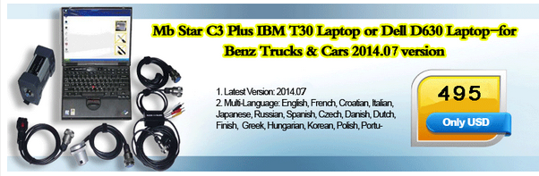 495.00 美元 – Mb Star C3 Plus IBM T30 笔记本电脑或戴尔 D630 笔记本电脑 - 用于奔驰卡车和汽车）2014.07 版本c-1