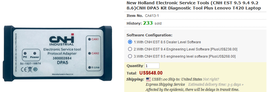 New Holland Case Electronic Service Tools CNH EST 9.4 Diagnostics Software