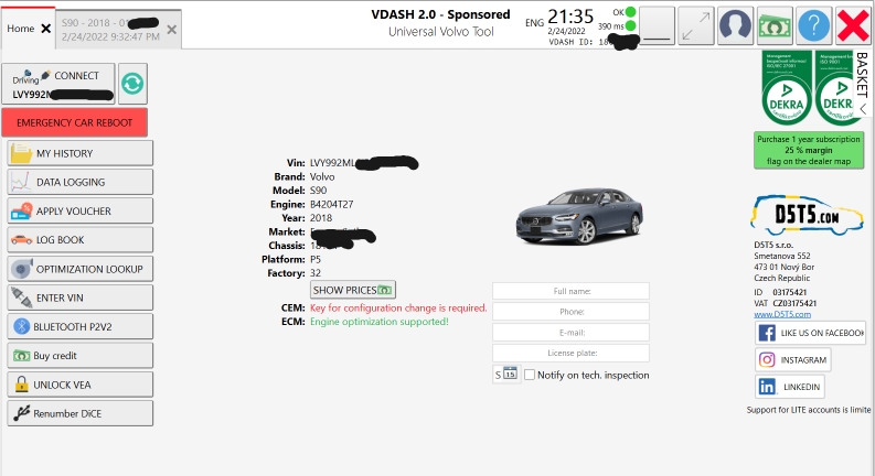 VDASH is working on the Volvo SPA S90 XC90 XC60-1