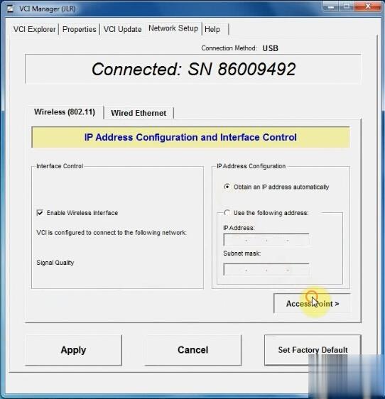 How do I configure WiFi for the original JLR DoIP VCI Setup wireless connection-8 (2)