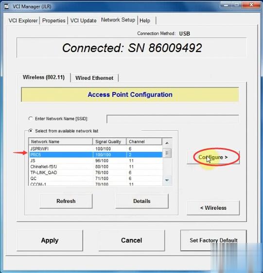 How do I configure WiFi for the original JLR DoIP VCI Setup wireless connection-9 (2)