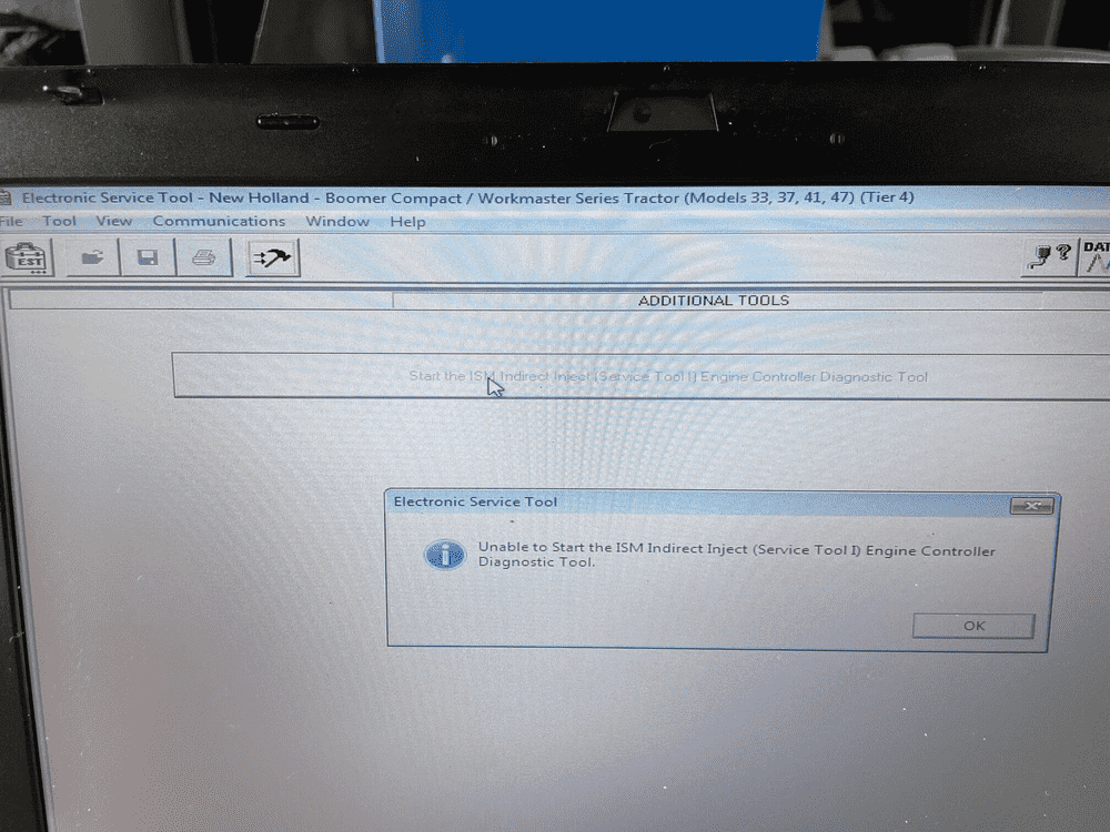 CNH (New Holland Electronic Service Tool) cannot start the ISM Indirect Inject Solution-1