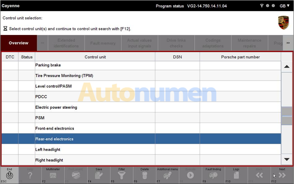 Porsche PIWIS 2 Rear-end Electronics Coding for Cayenne-3